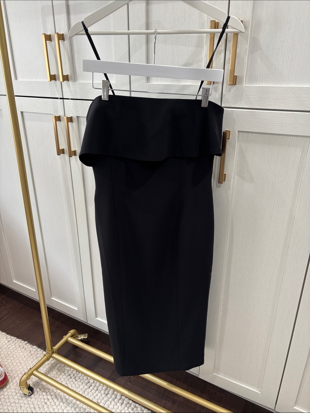 Club Monaco Black Ruffle-Trim Midi Dress